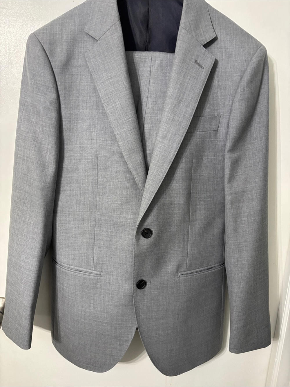 Men's Two piece suit wool light gray suit